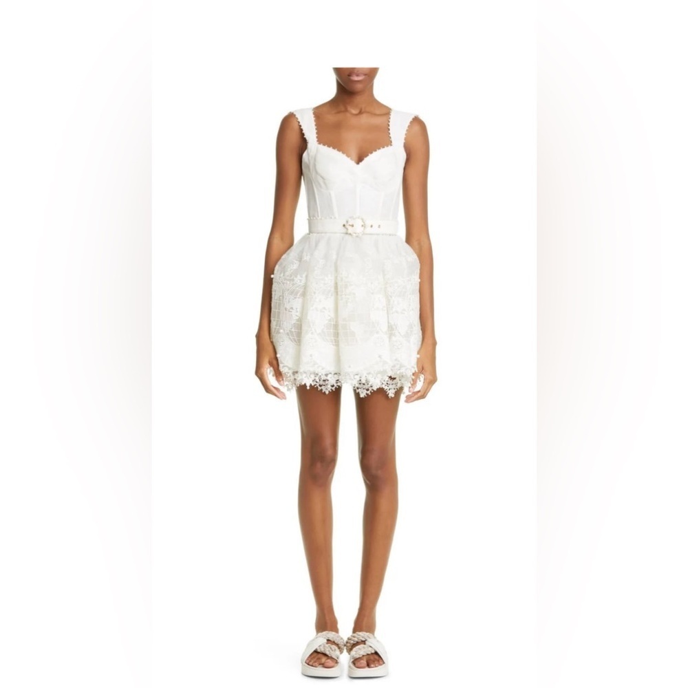 Zimmermann The High Tide Mesh Embroidered Mini Dress Size 2 /Medium - Picture 3 of 12